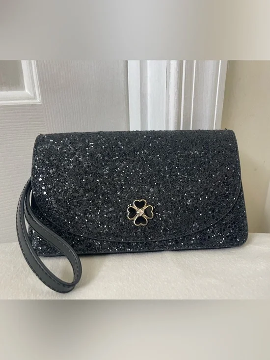kate spade Black Glitter Wristlet Clutch