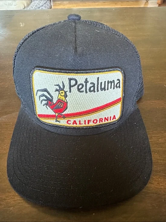 Petaluma California Rooster Patch Trucker Hat - Black