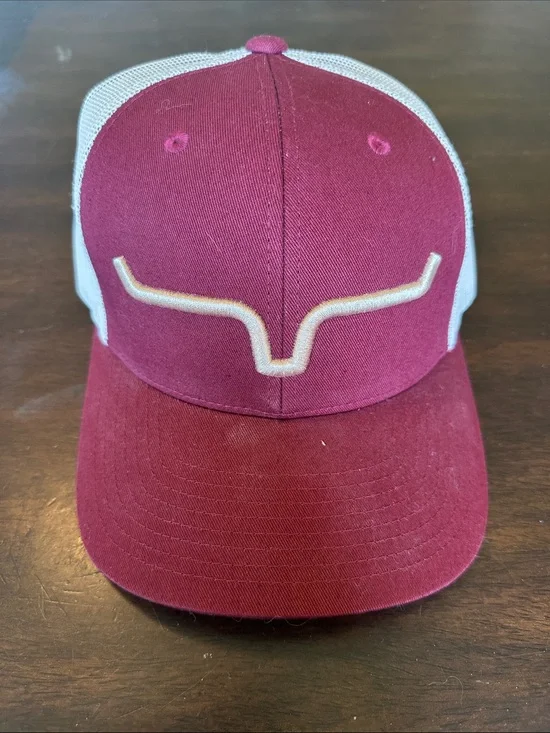 Kimes Ranch Maroon and White Trucker Cap with Embroidered Logo