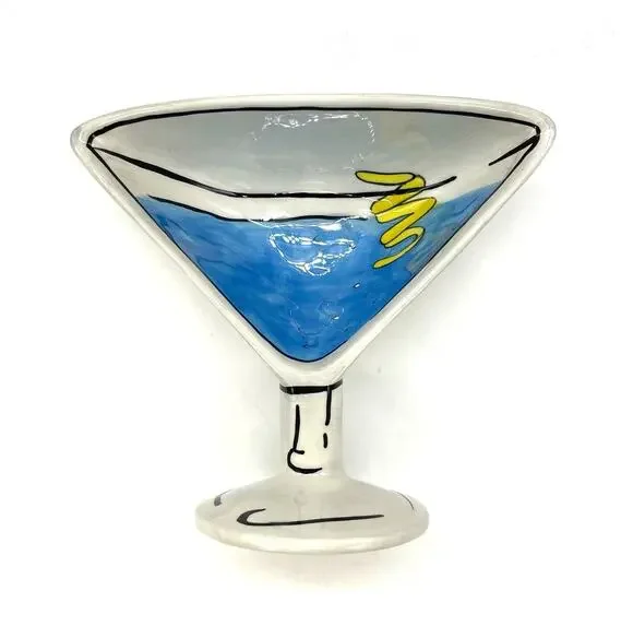 Boston Warehouse Trading Co Blue Martini Glass Bowl Dish