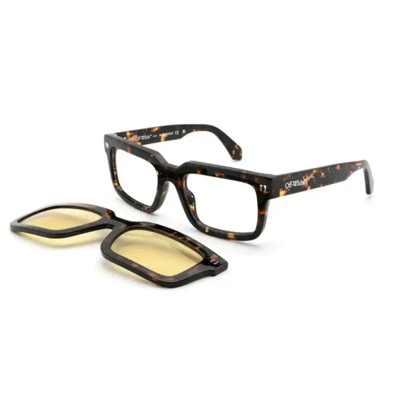NWT Off-White CLIP ON -OERI130S24PLA0016018 Havana Yellow 50mm Sunglasses