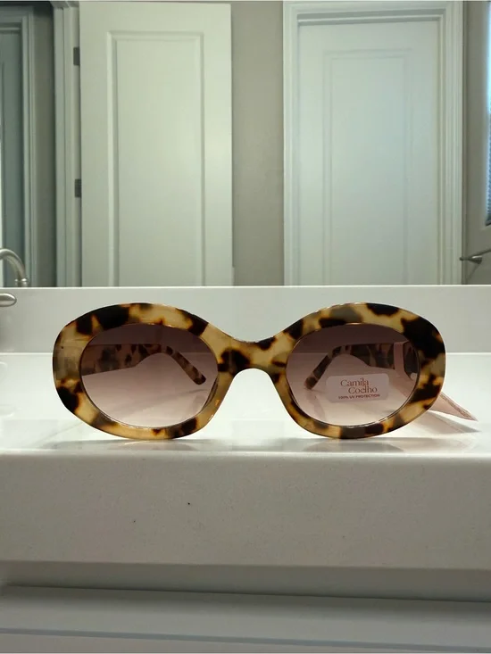 Camila Coelho Tortoiseshell Oval Sunglasses with Brown Gradient Lenses NWT