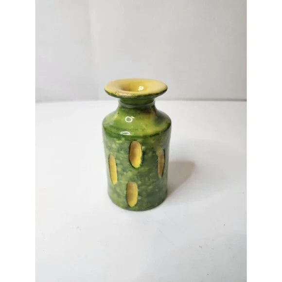 MCM Art Studio Sculpted & Carved Colorful Art Pottery Vase 4