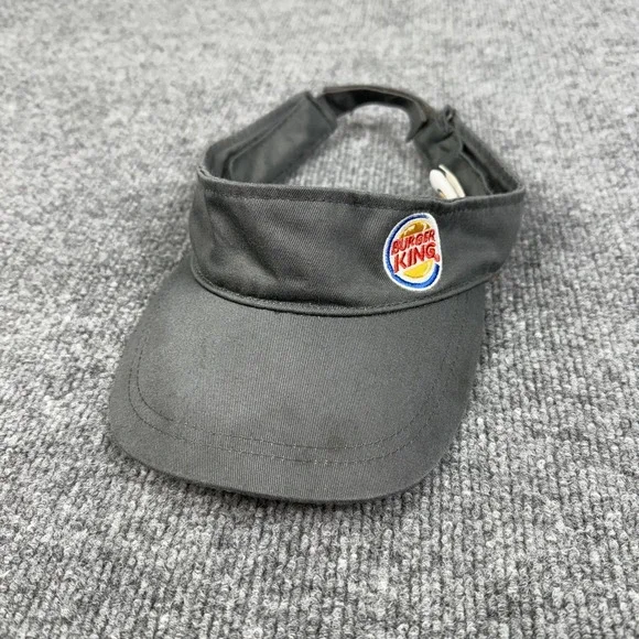 Burger‎ King Hat Visor Adjustable One Size Gray Twill Embroidered Logo Mens VTG