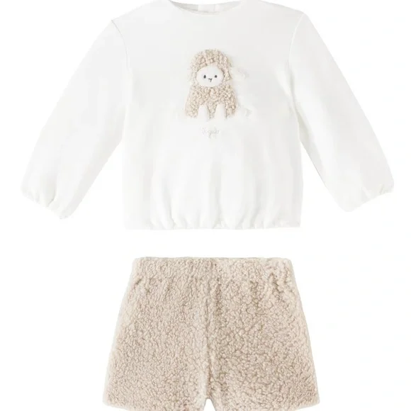 il Gufo Cream Baby lined Shorts & Top set size 9M Baby boy girl NWT