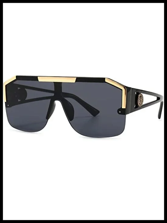 Oversized Square Sunglasses Flat Top Shield UV Protection Unisex