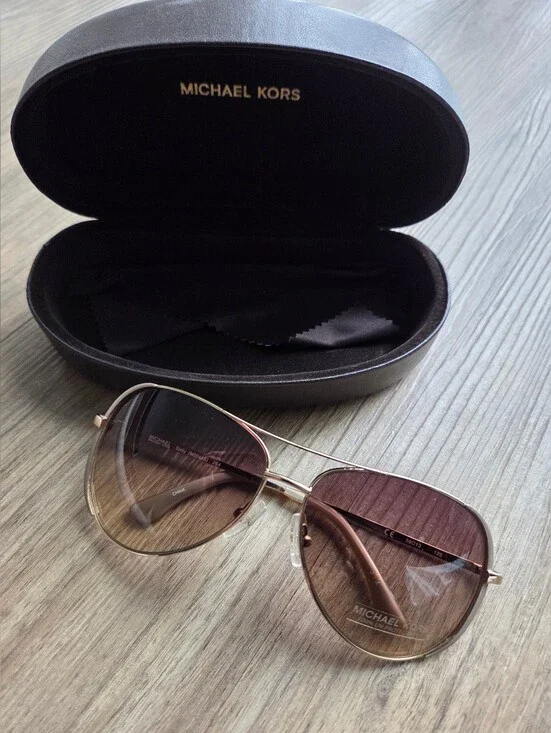 Deadstock Vintage 2000s Michael Kors Sicily M2045S Aviator Sunglasses Gold Dune