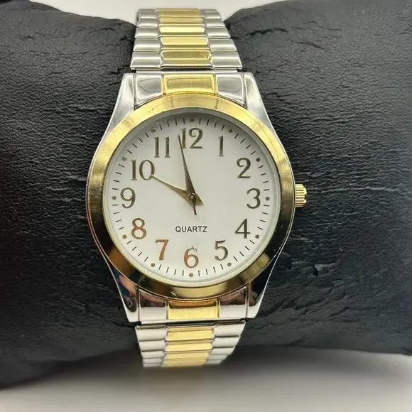 Accutime Watch Corp Two-tone St. Steel Classic Men’s Watch Working New Battery