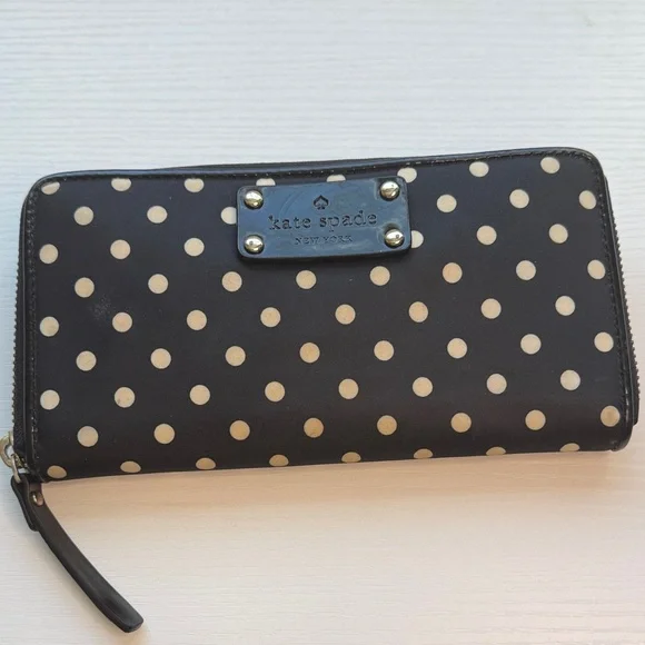 Kate Spade Black and Cream Polka Dot Wallet