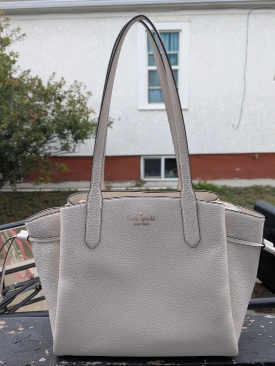 Kate Spade New York: Dumpling Medium Tote, Parchment White Pebbled Leather 💖