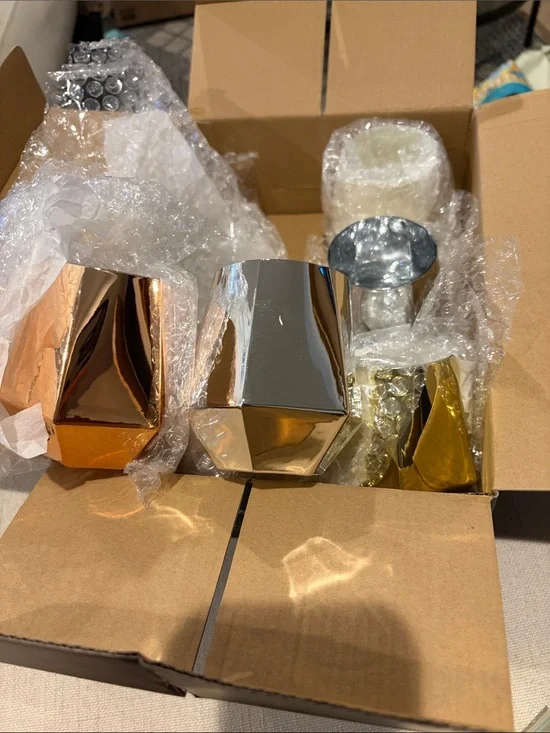 JB HO colored stemless wine glass set of 6 new chrome silver gold rose gold 10oz
