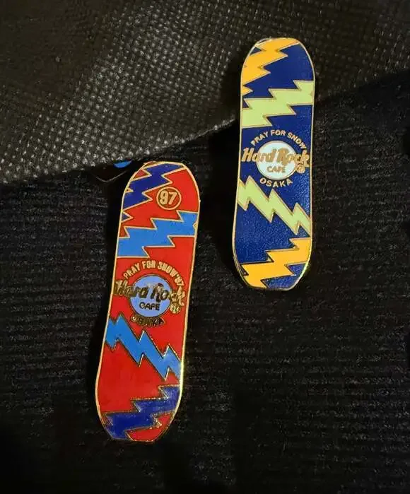 Hard Rock Cafe Osaka Pray For Snow Snowboard Lapel Pins Set