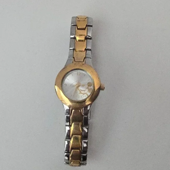 Disney Mickey Mouse MU1355 Watch Womens Two Tone Silver Gold Character Analog‎