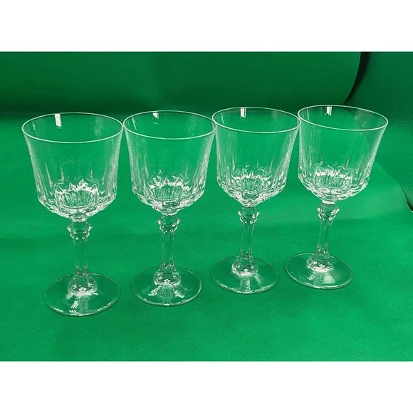 Vintage 1930s Crystal Wine Glass Set‎ of 4 - Perfect Condition
