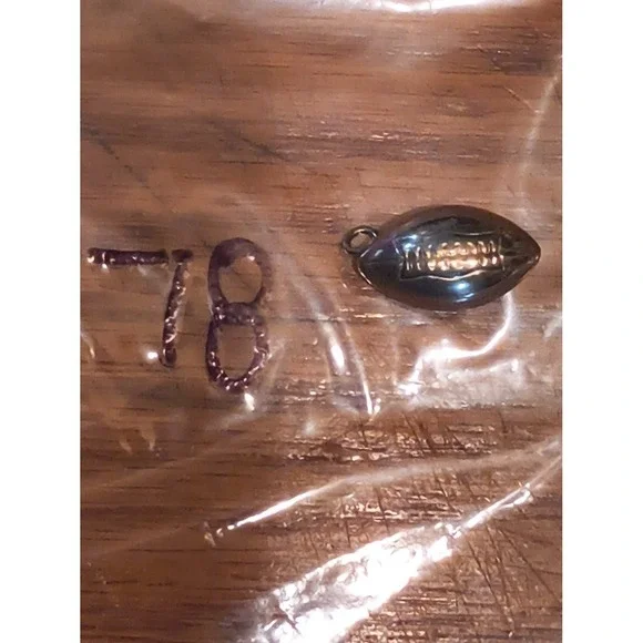 football pendant charm American 925 vintage smooth polished reverse