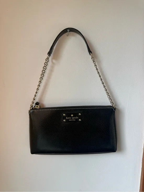 kate spade Black Pebbled Leather Chain Shoulder Bag