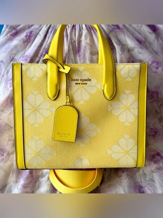 Kate Spade Spade Flower Two-Tone Canvas Manhattan Small Tote Bag