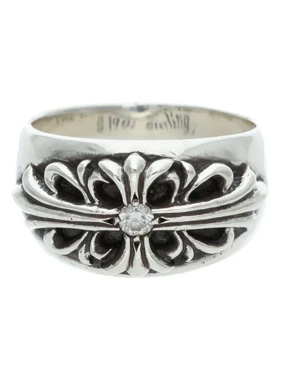 Chrome Hearts Flrl Floral Cross Silver Ring