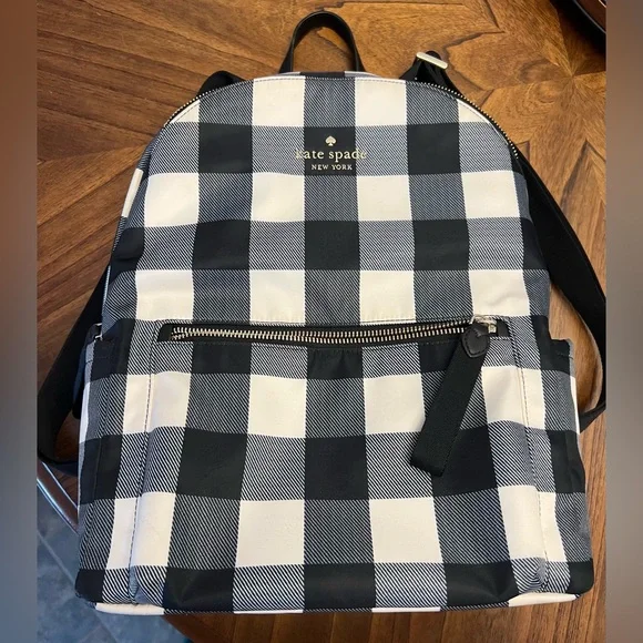kate spade Black and White Gingham Backpack