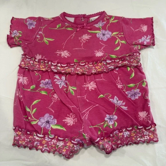 Y2K Bright Future Floral Pink Kids One Piece Size 6-9 Months