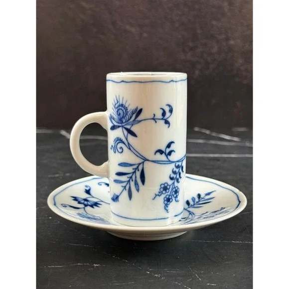 VTG Blue Danube Blue Onion Porcelain Irish Coffee Cup and Saucer READ