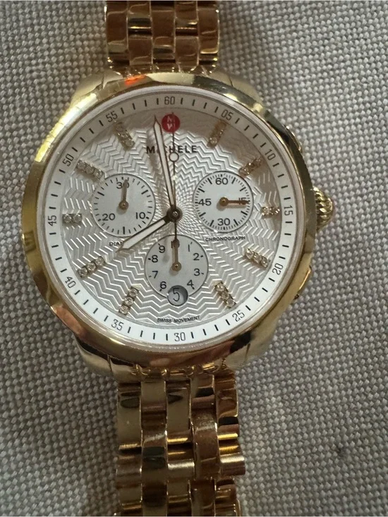 Michele Gold and white Women's Chronograph Watch. No bundles please