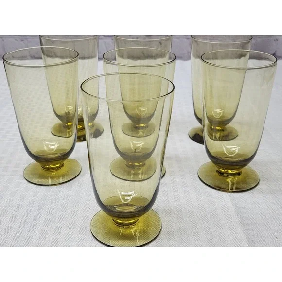 Vintage‎ Morgantown Americana Topaz Goblets Set Of 8
