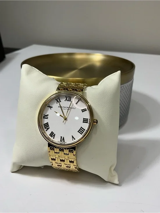 BRUNO MAGLI Isabella 1101 Swiss Quartz Gold Tone M Link Bracelet Watch