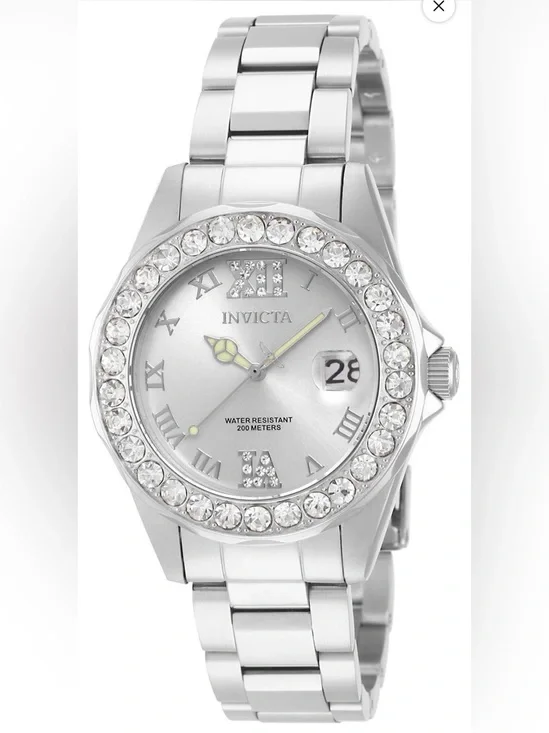 NEW Invicta Pro Diver Women's Watch - 38mm, Steel. Bezel Surrounded by Crystals.