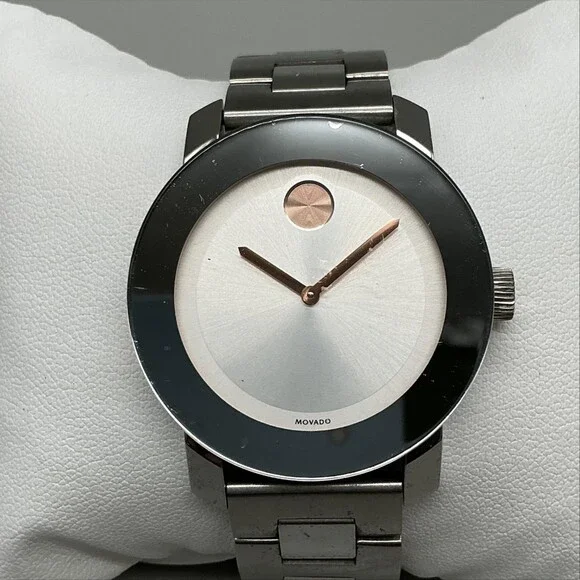 Movado Bold Womens Watch 36mm Stainless Rose Gold Dot 3600084 New Battery 7