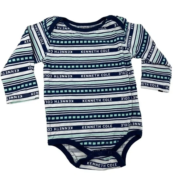Kenneth Cole Baby Striped Blue White Long Sleeve Bodysuit