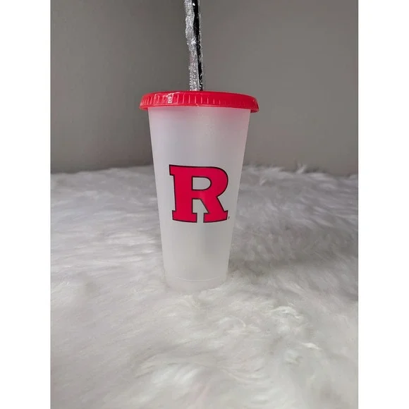 Starbucks Cold Cup 24oz White Rutgers University Scarlet Knights Logo