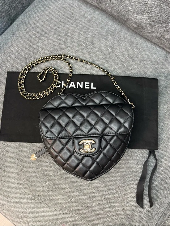 CHANEL CC in LOVE heart flap bag lambskin leather