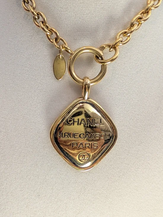 CHANEL Vintage Gold-Tone Rue Cambon Paris Pendant Necklace
