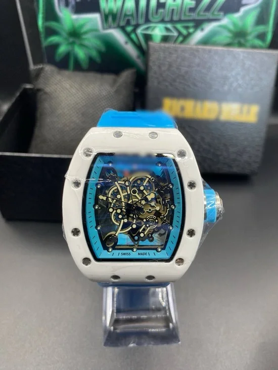 RM055 Skeleton Dial Watch Blue Strap *Box Included*