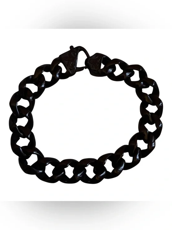 NWOT MEN’S STAINLESS STEEL BLACK COATED THICK BRACELET 9” L