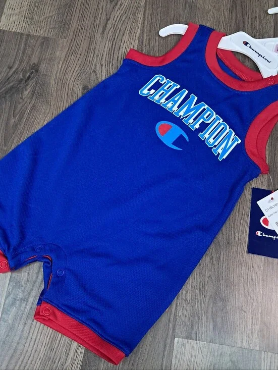 Champion Blue Jersey Infant Boys Romper Size 9 Months New With Tags