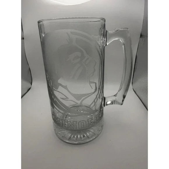 Florida State Seminoles FSU Etched Glass Beer Mug Tankard 7.25 Inch Clear Glass