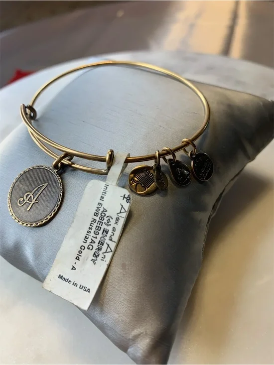 Alex and Ani Gold Initial A Charm Expandable Bangle