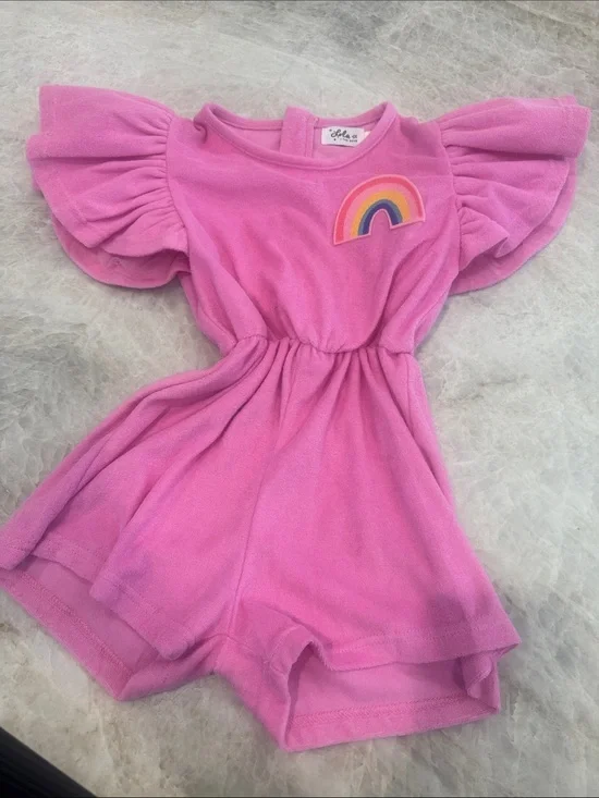 Lola + The Boys Size 8 Pink Rainbow Romper