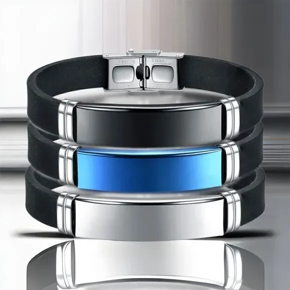 Titanium Steel l Leather Band l Blue, Black, Silver l Men’s Bracelet l New