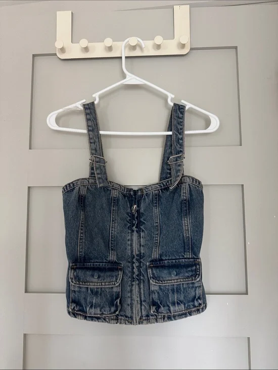 Zara Dark Blue Denim Pinafore One-Piece for Kids