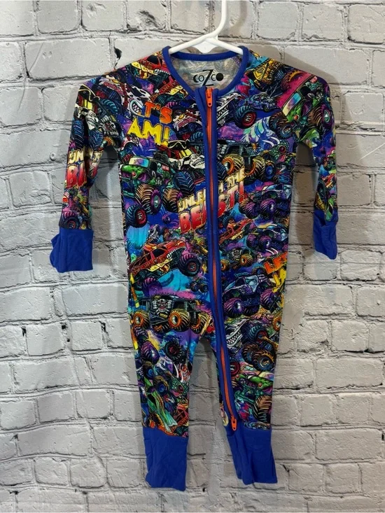 CoZco Monster Jam Monster Truck Bamboo Zippie Romper