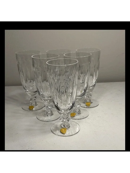 Tiffin- Franciscan Cut Crystal Iced Tea Glasses 6 3/4 set of 6