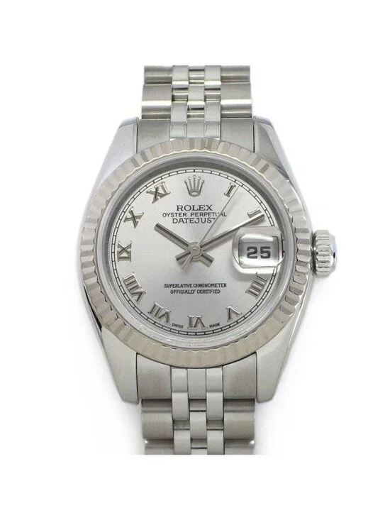 Rolex Watch Datejust Sunray Silver Dial 18k White Gold SS Automatic