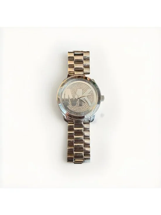 Michael Kors MK-5544 Silver Tone Stainless Steel Crystal Logo Dial Women’s Watch