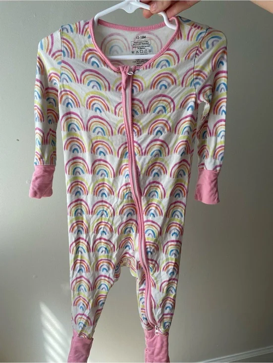 Unbranded Pink Rainbow Print Baby One-Piece Pajamas