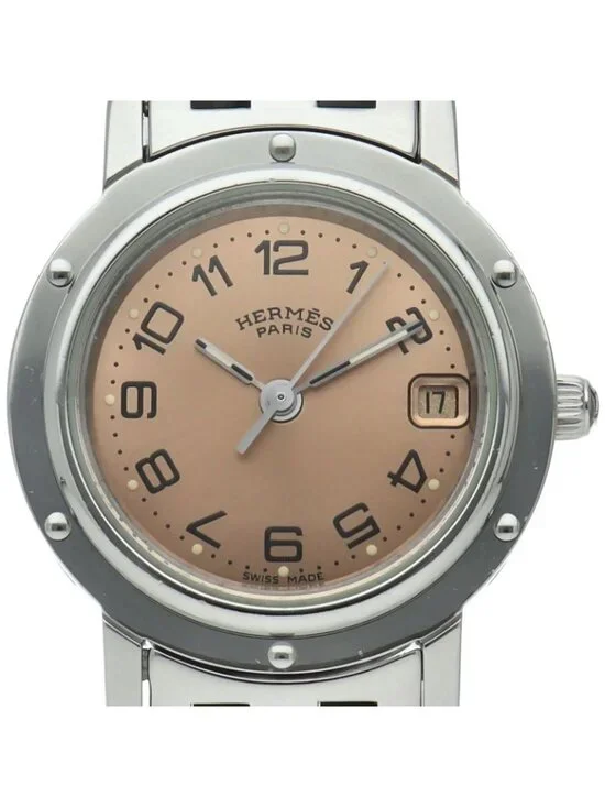 Hermes Clipper Watch SS Pink