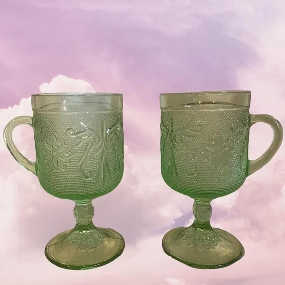 Vintage green glassware, set of 2
