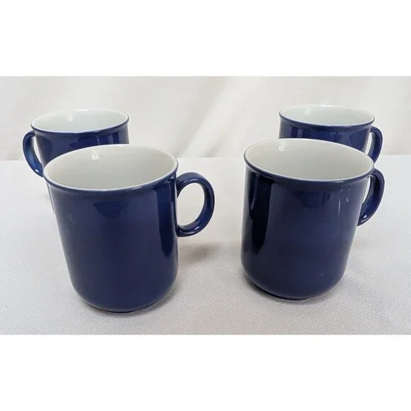 Seltmann Weiden Bavaria Germany Vintage Cobalt Blue Coffee Mugs Set of 4
